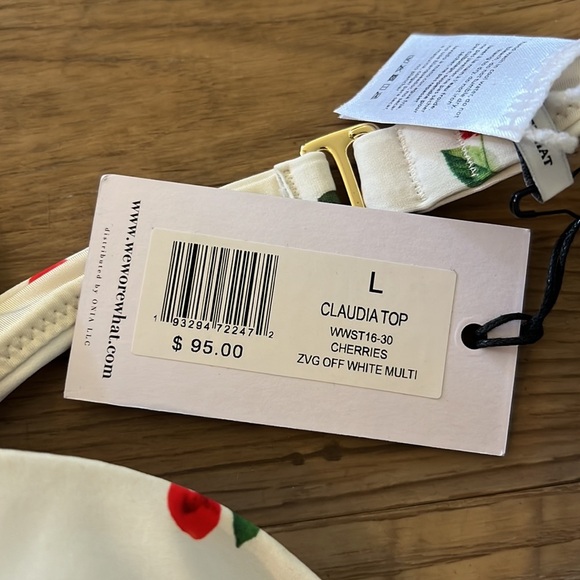 weworewhat cherries claudia swimsuit top and low rise bottom size large - Picture 5 of 8